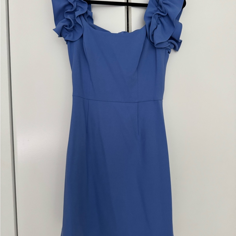 French Connection Blue Ruffle Sleeve Dress